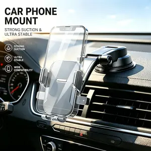 Waterfall Suction Car Phone Mount | Strong Suction Cup Universal Dashboard Holder – 360° Rotation Adjustable Mount for All Phones