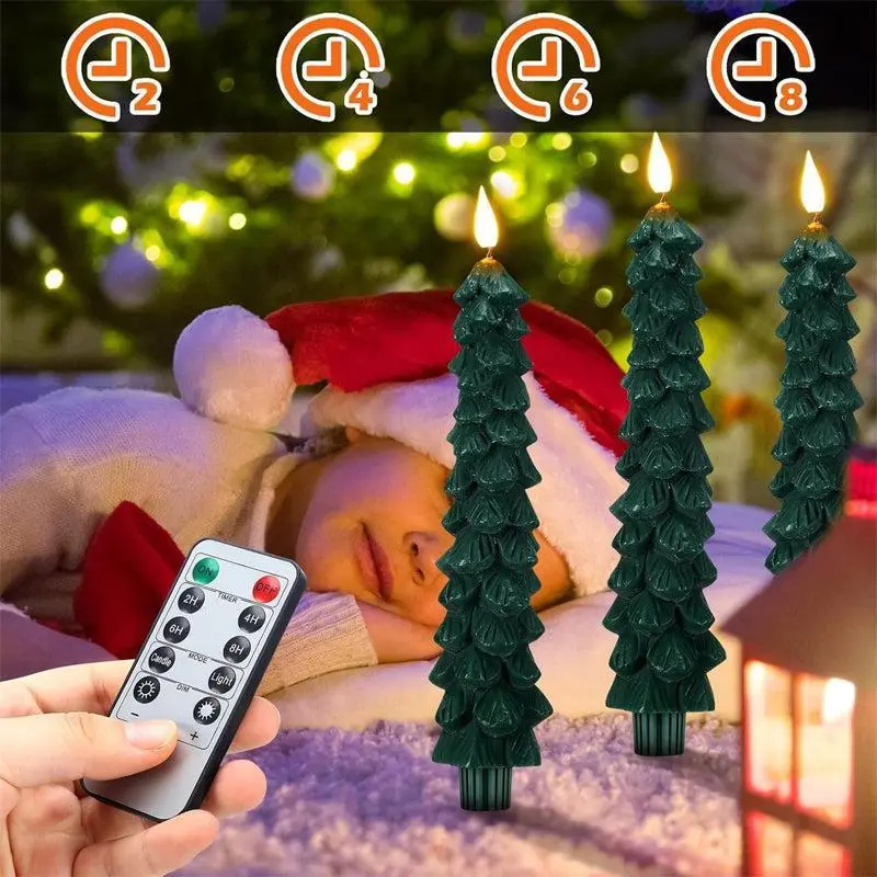 Christmas LED Simulated Candle Set, Safe and Cozy Holiday Decorations Pinecone design complements Christmas scenes 4-piece set offers great value Remote control + timer function Safe and cozy holiday decorations