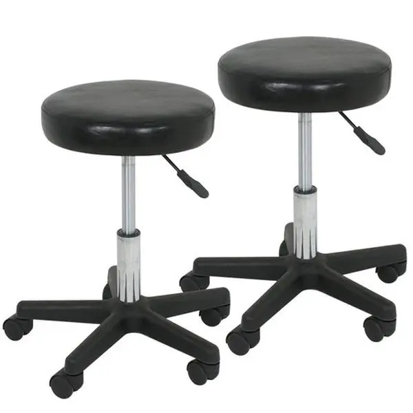 Zeny 2PCS Sturdy Indoor Classic PU Leather Hydraulic Rolling Salon Stool - 5 Star Base, Round Seat, Adjustable Height, 360-Degree Swivel, 19.68"x19.68"x18.89"-23.62", 250lbs Capacity for Barbers, Tattoo Services