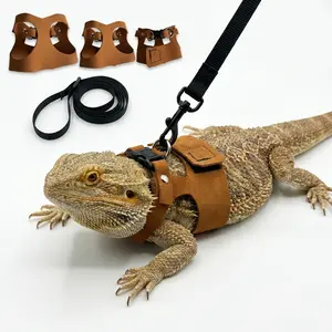 3-Pack Bearded Dragon Squirrel Harness & Leash Set Adjustable Soft Leather for Small Animals Training Walking Reptile Squirrel Rat Includes Budget Spring Premium Models - Outdoor DIY Metal Cat Playpen with Skylight Multi-Level Wooden Rabbit Hutch Run