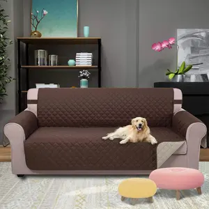 HOME Reversible Sofa Cover Couch Cover for Dogs with Elastic Straps Water Repellent Furniture Protector for Pets Couch Cover for 3 Cushion Couch (Sofa, Coffee/Beige)