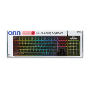 onn LED Gaming Membrane Keyboard, USB Wired, 104 Keys
