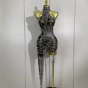 Sparkly Black and Silver Beaded Halter Top with Spider Web Design Perfect for Birthday NYE Ball Room Dress Please!! order 2-3 weeks before to ensure timely delivery. This will help you get the dress in time for your occasion.     ️