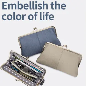 PU Clip Bag Long Clutch Bag Women's Bag Coin Purse Trendy Minimalist Purse Large Capacity