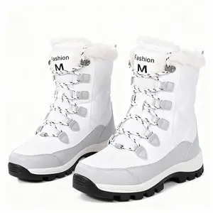 Women's Snow Boots with Winter Fur Lining Anti-slip Waterproof Walking Boots Lightweight Outdoor Ankle Warm Shoes for Ladies Black High Tops Thick Insulation Water-resistant Decor Footwear Girl