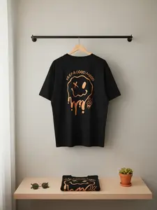 Men's Cartoon Expression & Letter Print Round Neck Drop Shoulder Tee, Summer Clothes, Graphic Regular Fit Casual Half Sleeve T-Shirt for Summer, Men's Top for Daily Wear