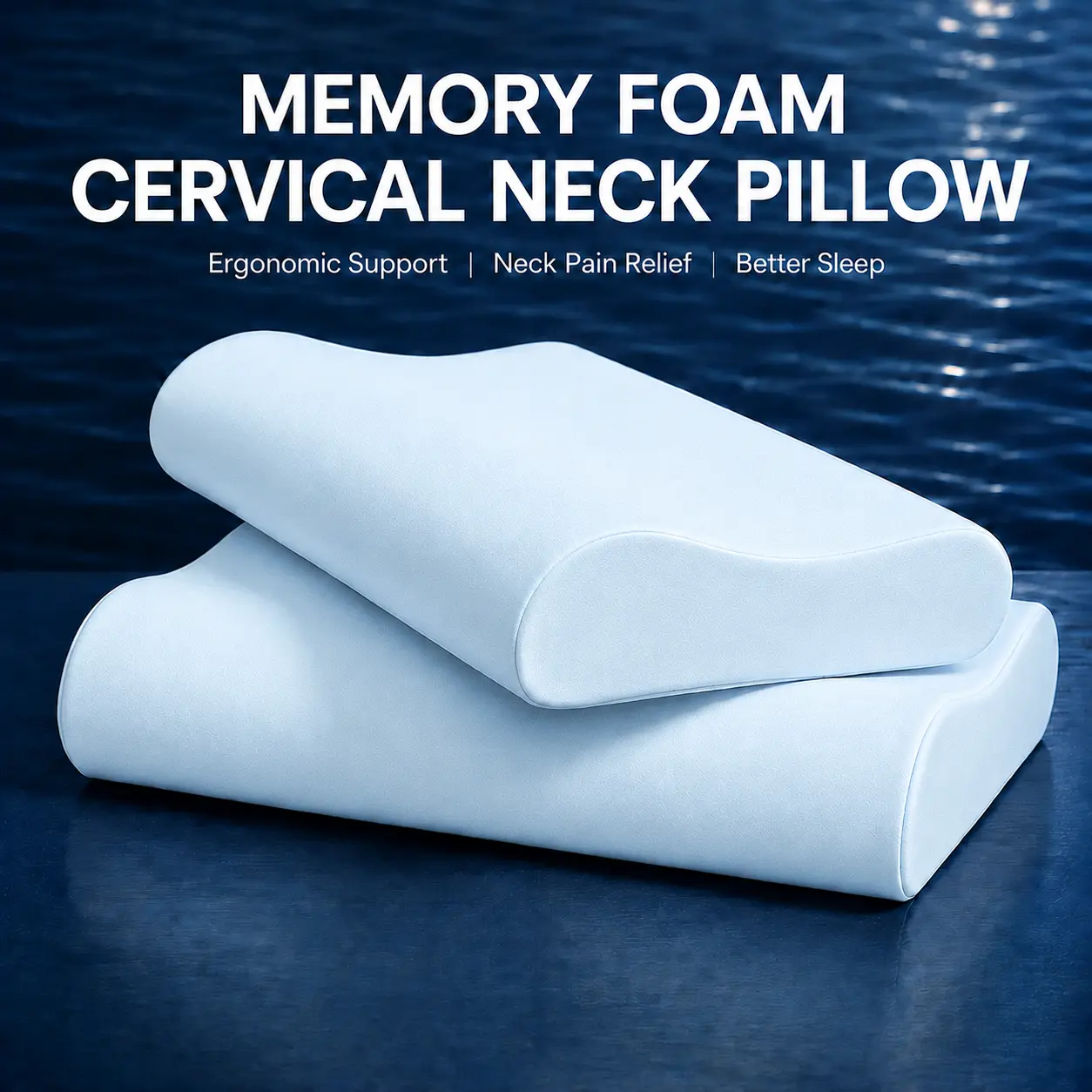 Raybee Cervical Neck Pillow-Adjustable Height, Cooling Memory Foam Pillow with 4 Height Options, Ergonomic Contour Neck Support for Side, Back & Stomach Sleepers, Removable Washable OEKO-TEX Cover