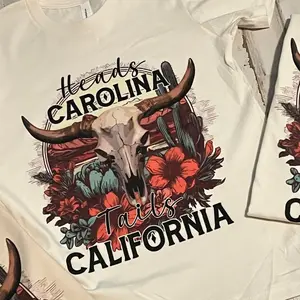 Heads Carolina Tails California District cotton  Shirt, Country Vacation T-Shirt, California Travel Shirt, Western Summer Shirt, Carolina Tee