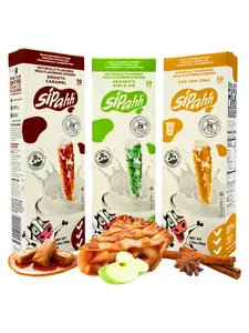Sipahh Milk Flavoring Straws – 30 Straws, Caramel, Granny's Apple Pie, Chai FLAVORS, COZY COMFORT SIPS, Low Sugar, Kid-Approved Fun, Natural Ingredients, Gluten Free, Compostable, Allergy Friendly