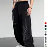 Men's Casual Sporty Wide-Leg Pants, Cross Pattern Long Sweatpants, Men's Loose-Fit Clothing for All Seasons, Drawstring Waist Baggy Pants, Athleisure Style Sweatpants, Graphic Print Sweatpants