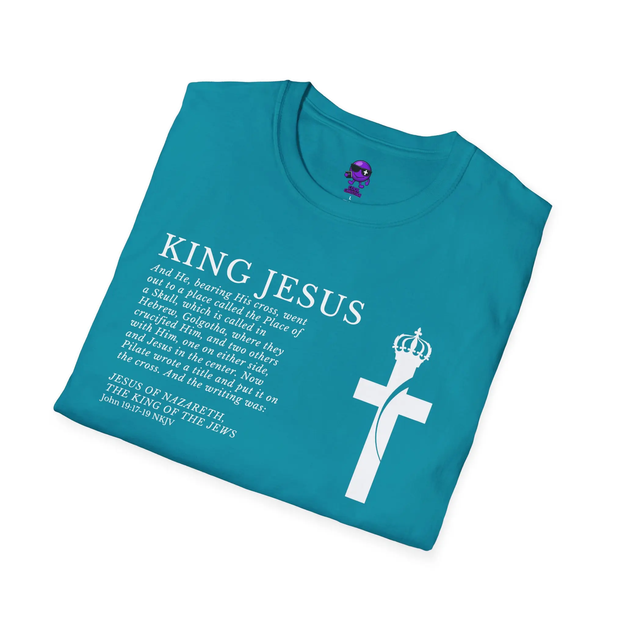 Unisex Short Sleeve King Jesus Tee - John 19:17-19 Bible Versed Scriptural Spiritual Faith-Based Christian Apparel,  Christian Apparel, Scriptural Tee, Spiritual Clothing, Christian T-Shirt, Faith Based Apparel, Religious Graphic Top, Church, Soft, Cotton