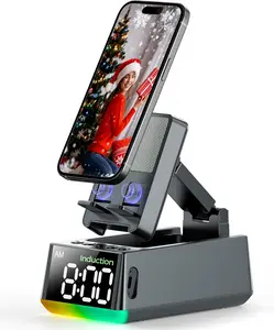 Bluetooth Speaker Birthday Gift for Men:Induction Cell Phone Stand HD Sound Gifts For Father Husband,Anti-Slip Phone Holder Gadget Women Mom Wife,Gift For Graduation 2026 Dorm Essentials(Gray)