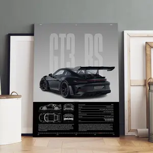 Wooden Frame Canvas Poster Print, Super Car Performance Analysis Art, Modern Fashion Wall Decor, Living Room Bedroom Kitchen Office Decoration, Modern Minimalist Design