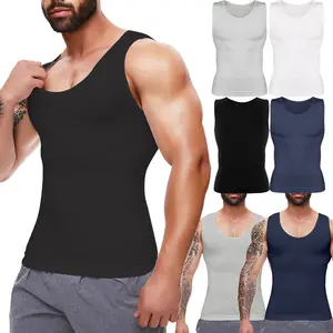 CATTIBOR 1/2/3/4 PACK Menswear Compression Vest Shapewear Tanks Tops,Sport Vest Body Shaper Tummy Control Tops for Running Fitness Menswear Underwear,Back to School Outfits Springtok