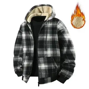 Men's winter clothing featuring a comfortable and skin-friendly plaid fabric shell with a fleece lining for warmth, suitable for everyday commuting.