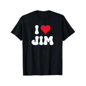 t shirt meme Men'S & Women'S I Love Jim Graphic T-Shirt - & Red Heart Design, Lightweight 180gsm Crewneck Tee, Unisex Casual Everyday Shirt for Men & Women