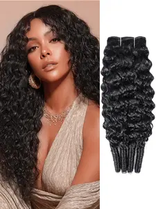 1PC N-BC Natural Black Deep Wave Human Hair Bundle, Brazilian Hair Weave