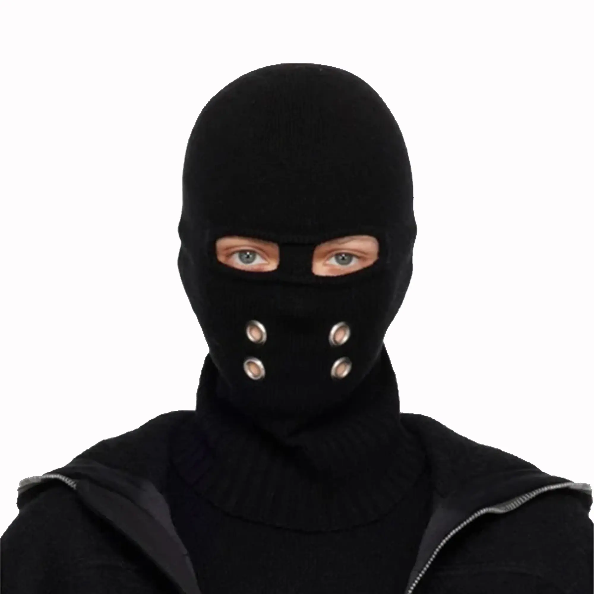 Knitted Full Face Ski Mask, Plain Black Balaclava for Men & Women, Breathable for Outdoor Sports and Biking