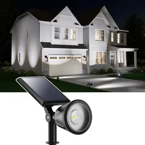 Solar Powered Sunset Spotlight Outdoor Waterproof Spot LED Accent Landscape Uplight for Outside Trees, House Flag, Sculptures, Lawn, Wall, Yard and Garden, Independently Adjustable Light & Panel