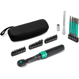 1/4" Click Torque Wrench Set, 32- Portable Bicycle Maintenance Tool Kit, 2-20 Nm +-3% Precision, S2 Torx & Hex Bits, Torque Wrench for Road/Mountain  (MTB) & Cycling Repair