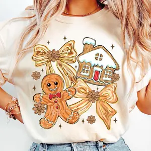 Gingerbread Christmas Coquette Shirt, Brushstroke Christmas T-shirt, Tis the Season Tee, Merry Christmas Shirt Design, Xmas Doodle