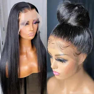 Straight 360 Lace Frontal Human Hair Wigs HD Transparent Lace Melt All Skins Wig Raw Virgin Hair 150% Density