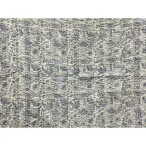 Handmade Reversible Indian Kantha Quilt Throw Blanket Block Print Fabric Bohemian Quilt Chic Bedding Bedspread Coverlets (Block 01, Twin)