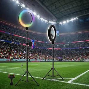 12" Selfie Ring Light with 63" Tripod Stand and Dual Phone Holders – 48 RGB Color Modes and 12 Brightness Levels – Adjustable LED Ring Light for TikTok, Makeup, Photography, Vlog, March Madness, World Cup