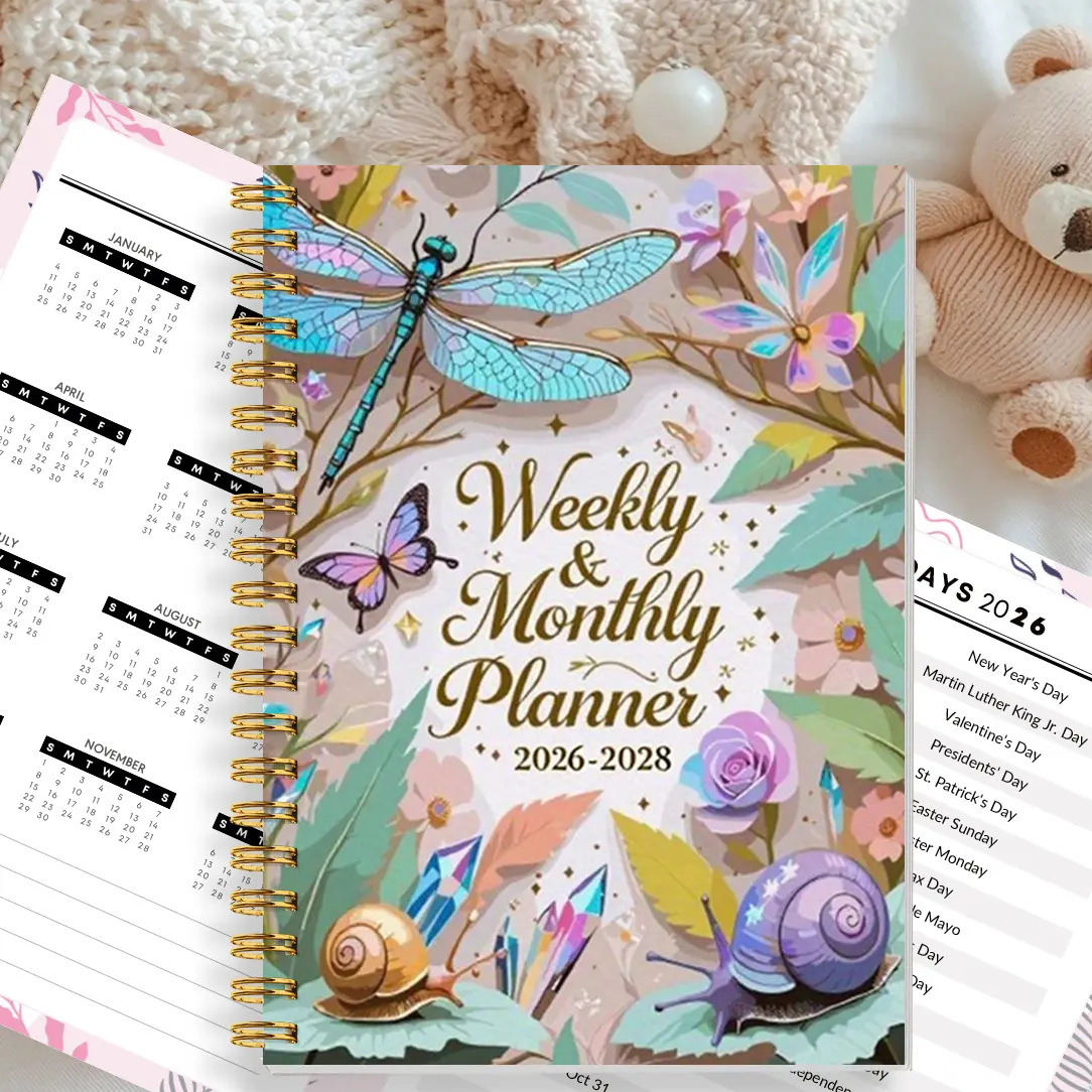 Compact Portable Spiral Bound Planner Notebook, 3-Year Monthly & Weekly Planner, Annual Calendar, To-Do Lists, Holiday Tracker, for Women, Teachers, Students, Office Use