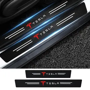 4/5/8/9pcs Tesla High-Quality Car Door Sill Protector Stickers, Decal for Cars, Anti-Slip Wear-Resistant, Fits Tesla Model 3, Model Y, Model S, Model X, Cybertruck