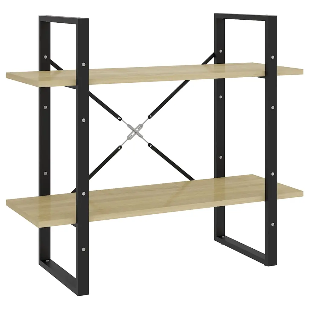 vidaXL Bookshelf, 2-Tier Book Cabinet Bookcase, Wall Bookshelf for Living Room, Shelving Unit, Modern Style, Sonoma Oak Engineered Wood 806450