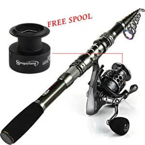 FIshing Rod Combos Carbon Fiber Travel Spinning Fishing Rod and Fishing Reel Combos Portable Telescopic Fishing Pole Spinning Reels for Travel Saltwater Freshwater Fishing