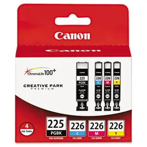 Canon PGI-225 CLI-226 Ink Cartridge Tanks, 4-Pack CMYK Inks Cartridge Set, 19 mL and 9 mL Capacities, Model 4530B008AA