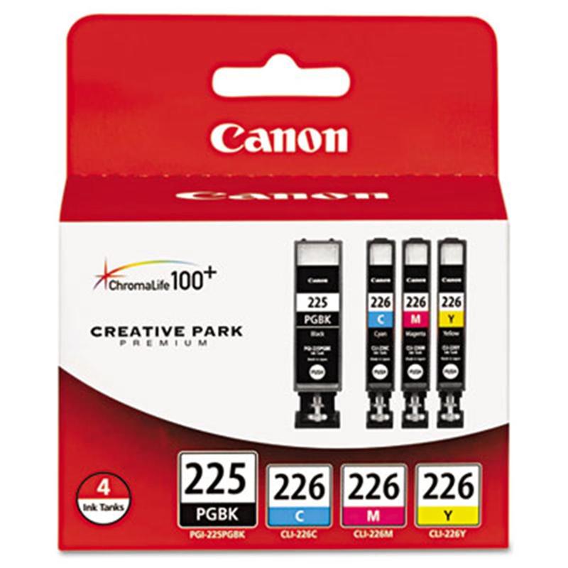 Canon PGI-225 CLI-226 OEM Inkjet Printer Ink Cartridges (Model 4530B008AA) - 4-Pack CMYK Printer Cartridge Set, 4 Ink Tanks, 19 mL & 9 mL Capacities, Integrates Seamlessly, Stunning Documents