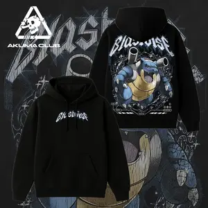 Vintage Blastoise Hoodie, Unisex Oversized Anime Manga Hoodie, Heavyweight Cotton Anime Sweatshirt for Anime Fans, Pocket Monster Merch, Anime Gift Hoodie, Anime Streetwear Apparel, Retro Graphic Hoodie for Men and Women