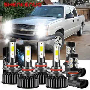 For 2003 2004 2005 2006 Chevy Silverado 1500 2500 3500 Super Bright White LED Headlight Bulbs 6000K Plug And Play, High Low Beam Fog Light Bulbs Combo, Without Battery