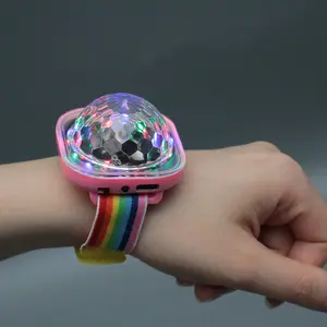 Mini Seven-Color Projection Watch Lamp with Strap and Suction Cup, Gradual Flashing Effect for Stage Disco Party Ktv Bar Car Night Run