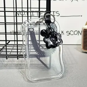 3Pcs (1Pcs card+1 spring rope+1 star talisman) Durable transparent PVC student ID, access card holder, Id Badge Holder with slide cover, keychain, and voucher clip for easy identification, including talismans, accessories, and lightweight design