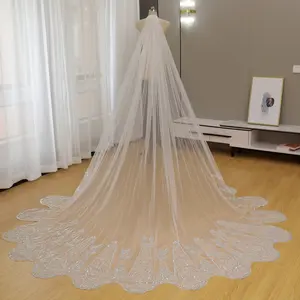 Wedding Veil with Silver Royal Crest Lace & Sparkle Accents