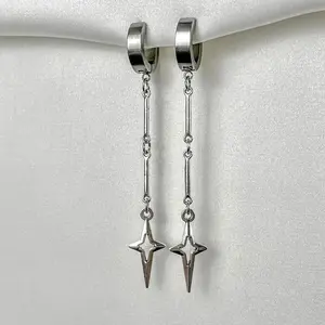 Gothic Jewelry Cross Star Drop Earrings Punk Charms Stitching Rivet Earrings for Women Korean Fashion Accessories