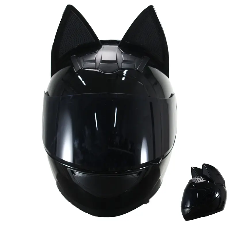 Cat's Ear Steamed Bread Design Full-Head Bluetooth Motorcycle Safety Helmet - Custom Masks, Cool Personalized Moto Gear for Men, Biker Community Protective Accessory, Automotive & Motorcycle Essential