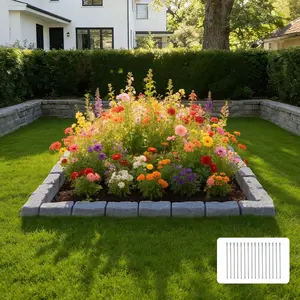 VEVOR Faux Stone Landscape Edging, 15.5 ft Kit, No Dig Garden Edging Border, Blocks for Lawn, Flower Beds, Yard, 4 Pack Each Section Has 6 Bricks 46.46Lx 3.74Wx 2.24H, 16 Spikes 4 Corners, Gray