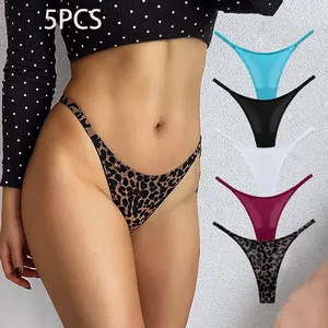 5Pcs women’s thongs featuring a fashionable high-waisted bikini design paired with a single ruched waistband. Crafted from premium “ice silk” fabric that is breathable and comfortable, it’s an excellent choice for everyday wear, fitness training, yog