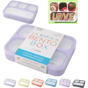 Bento Lunch Box for Kids, Women, Adults, Girls, Boys-Leakproof Snack Containers for Toddlers, Tweens, Pre-School Lunches - BPA Free, Purple, 4 Compartments (1 Pack)