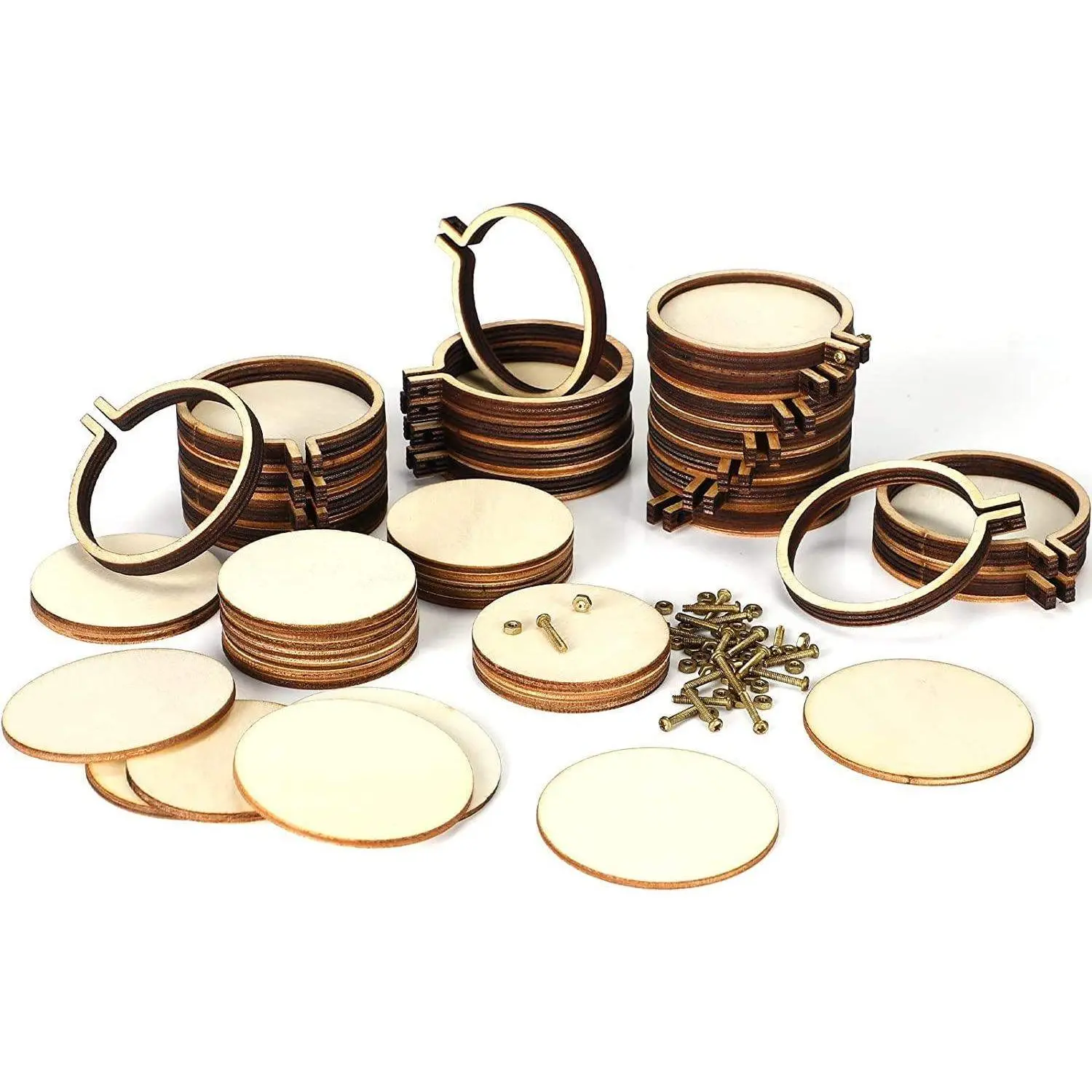 Mini Embroidery Hoop Wood Hoop Ring Wooden round Crossing Stitch Small Display Frame Circle DIY  2.2 X 2" 20 Pieces