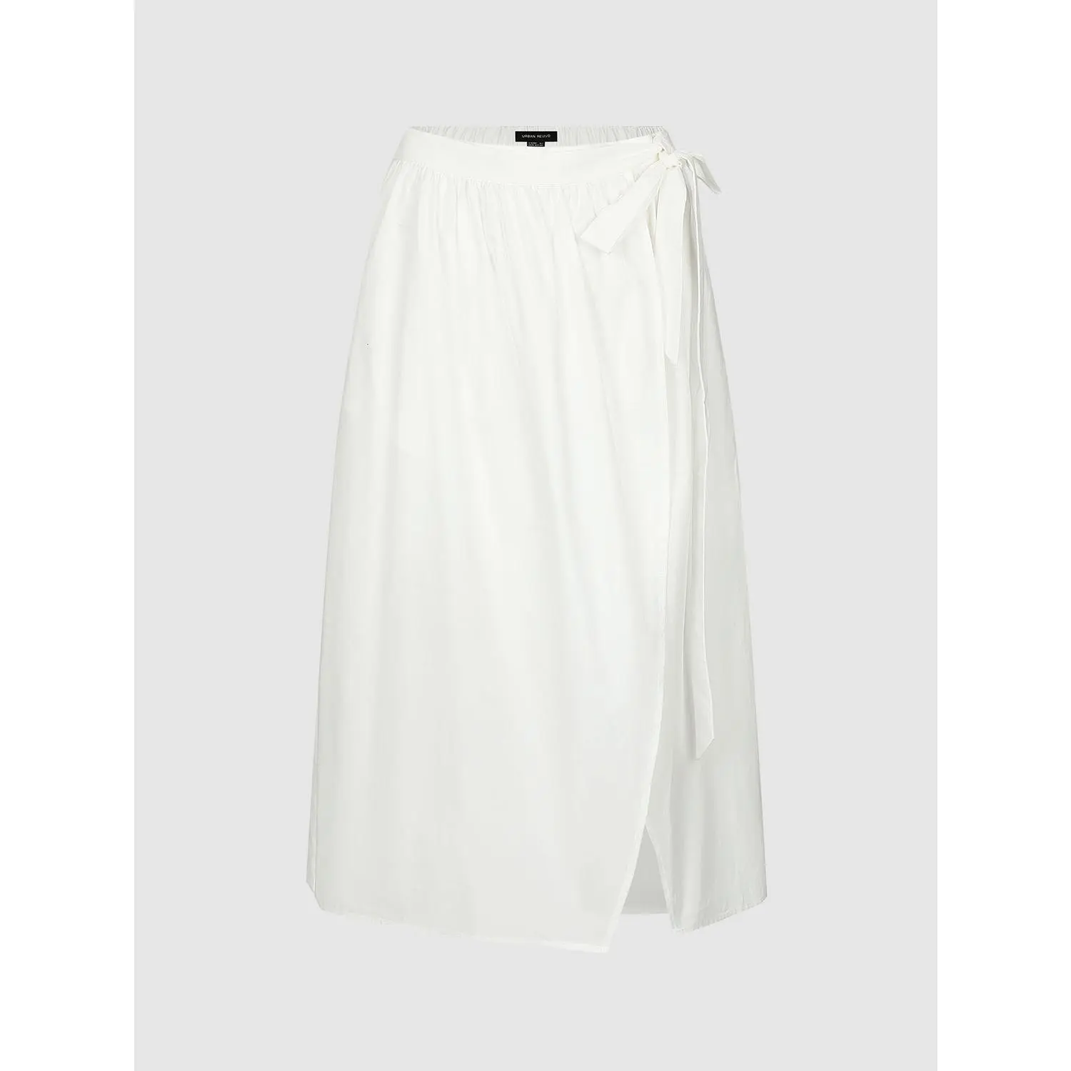 URBAN REVIVO 2026 Spring Women's Mid-Length Basic Cotton-Polyester Bottom Skirt - Hip, Thin, Tie-Ruched, Slit, Oversized, UWH560009 | Women's Casual Clothes, Women's Clothes