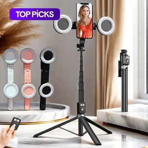 67 inch multifunctional selfie stick, retractable phone tripod, selfie stick with remote control for live streaming, camera stand, monopod selfie, vlogging kit, ring light, smartphone, cellphone