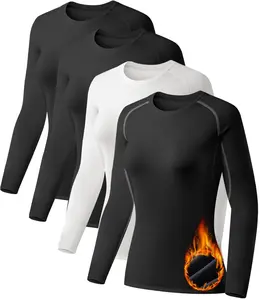 TELALEO 4 value pack Women's Thermal Shirts Fleece Lined Athletic Tops Long Sleeve Compression Workout Baselayer for Cold Weather