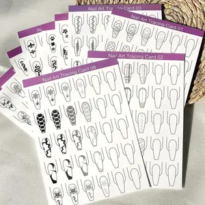 Mixed Styles Nail Art Training Card, 10pcs Reusable Nail Art Designing Card, False Nail Practicing Card, Nail Art Tool for Beginners