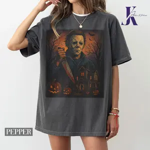 Halloween  90s Movie Comfort Colors Shirt, Vintage Michael Myers Halloween Tee, Haunted House Horror Scene, Retro Michael Myers, Horror Movie Shirt, Myers Thriller Friday the 13th Horror Hoodie Casual